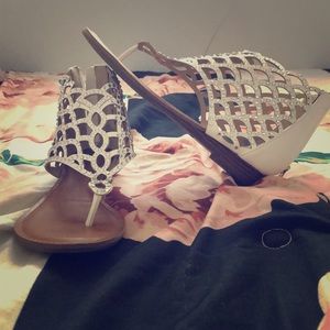 White mermaid scale sandals